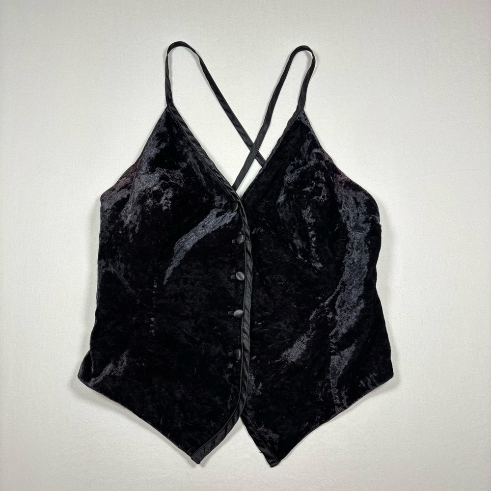 Paris Blues Vintage Y2K 90’s Black Crushed Velvet Camisole Tank Top Size 5 Goth